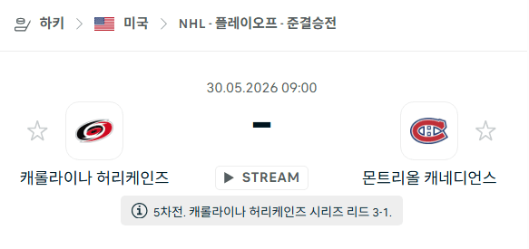 캐롤라이나 허리케인스 vs 몬트리올 캐네디언스 NHL 경기 분석 및 예측