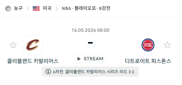 클리블랜드 캐벌리어스 vs 디트로이트 피스톤스: NBA 플레이오프 경기 분석 및 승부 예측