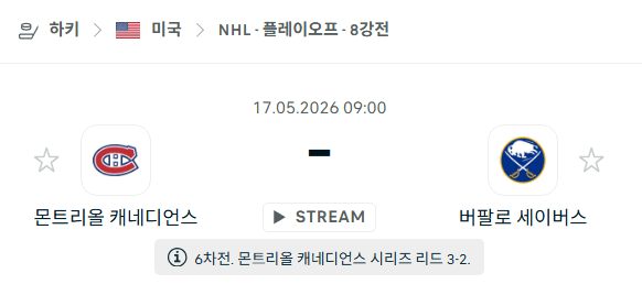 몬트리올 캐네디언스 vs 버팔로 세이버스 경기 분석 및 예측