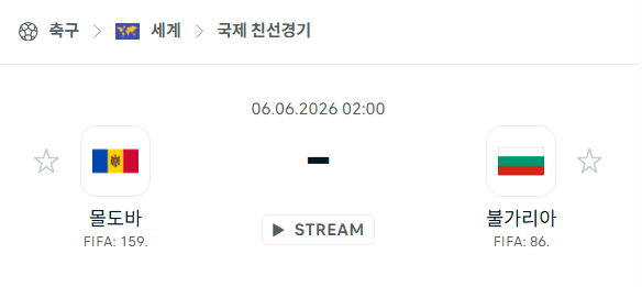 몰도바 vs 불가리아 친선경기 분석 및 승부 예측 (2026년 6월 6일)