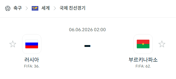 러시아 vs 부르키나파소 국가대표 친선경기 분석 및 승부 예측 (6월 6일)