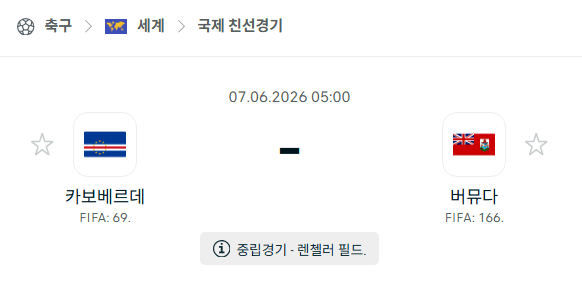 카보베르데 vs 버뮤다 국가대표 친선경기 분석 및 승부 예측
