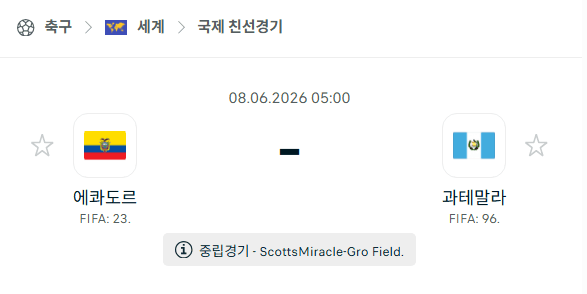 6월 8일 에콰도르 vs 과테말라 친선경기 경기 예측 분석