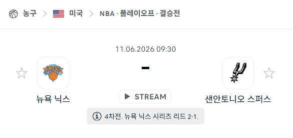 뉴욕 닉스 vs 샌안토니오 스퍼스: NBA 경기 예측 분석 (2025년 6월 11일)