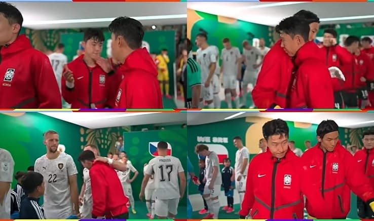 손흥민, 체코전 직전 상대팀 선수 안아주며 '주장의 품격' 발휘
