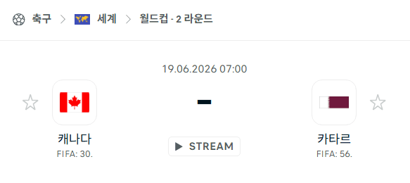 2026 북중미 월드컵 캐나다 vs 카타르 경기 분석 및 승부 예측